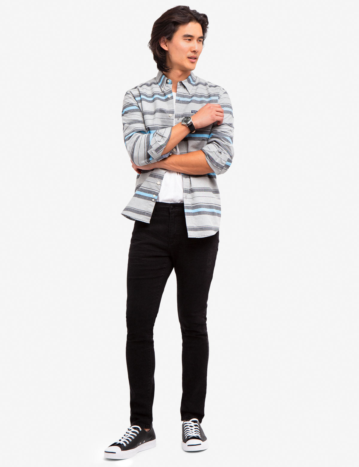 Men's Horizontal Stripe Oxford Shirt - Classic Casual Style