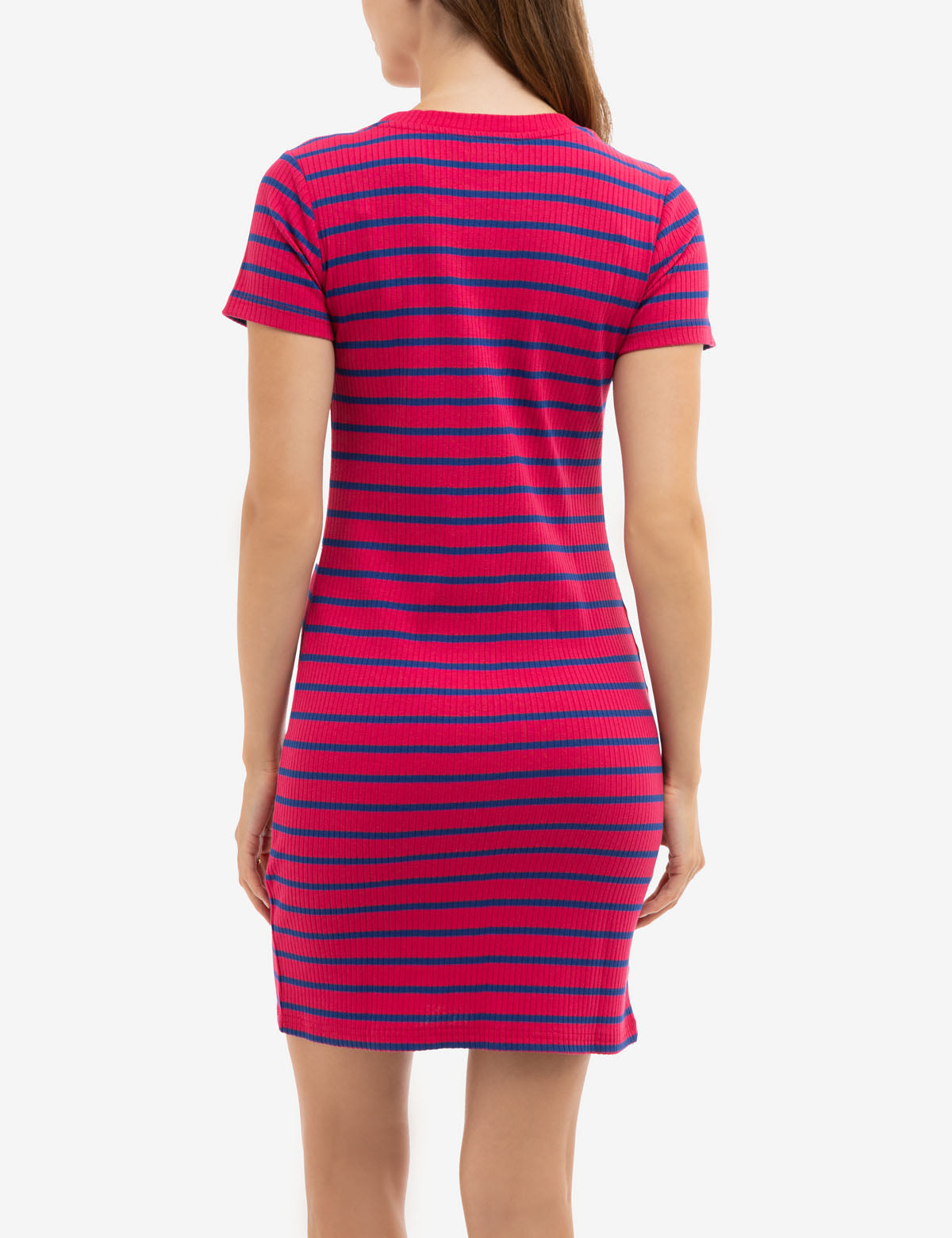 Horizontal Striped Short Sleeve Dress - Casual Summer Style