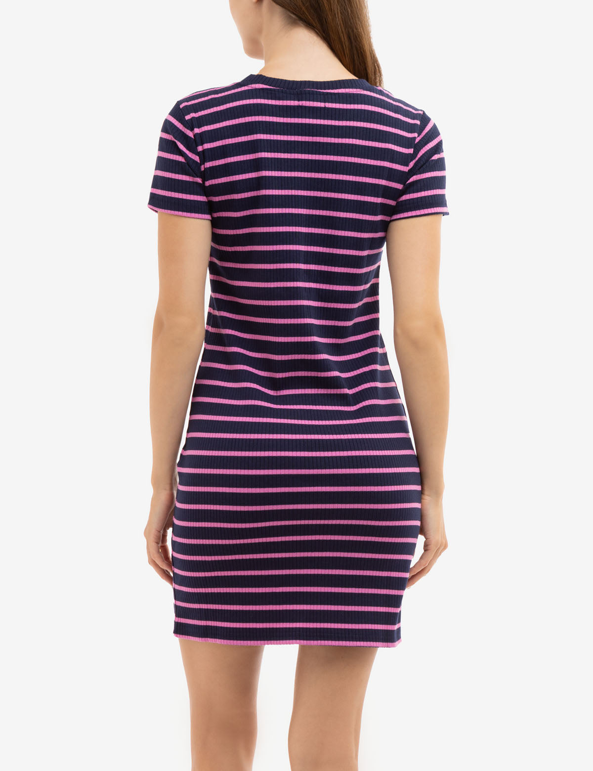 Horizontal Striped Short Sleeve Dress - Casual Summer Style