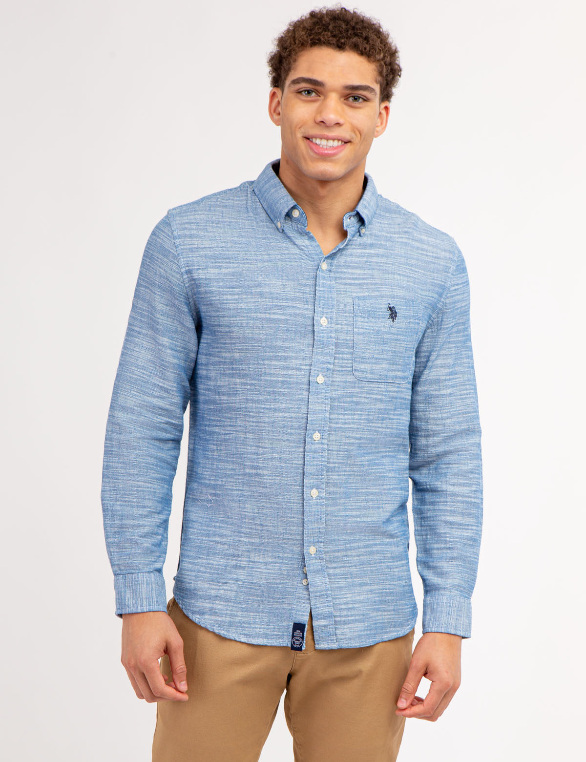 Men's Horizontal Stripe Slub Woven Shirt - Casual Cotton Top