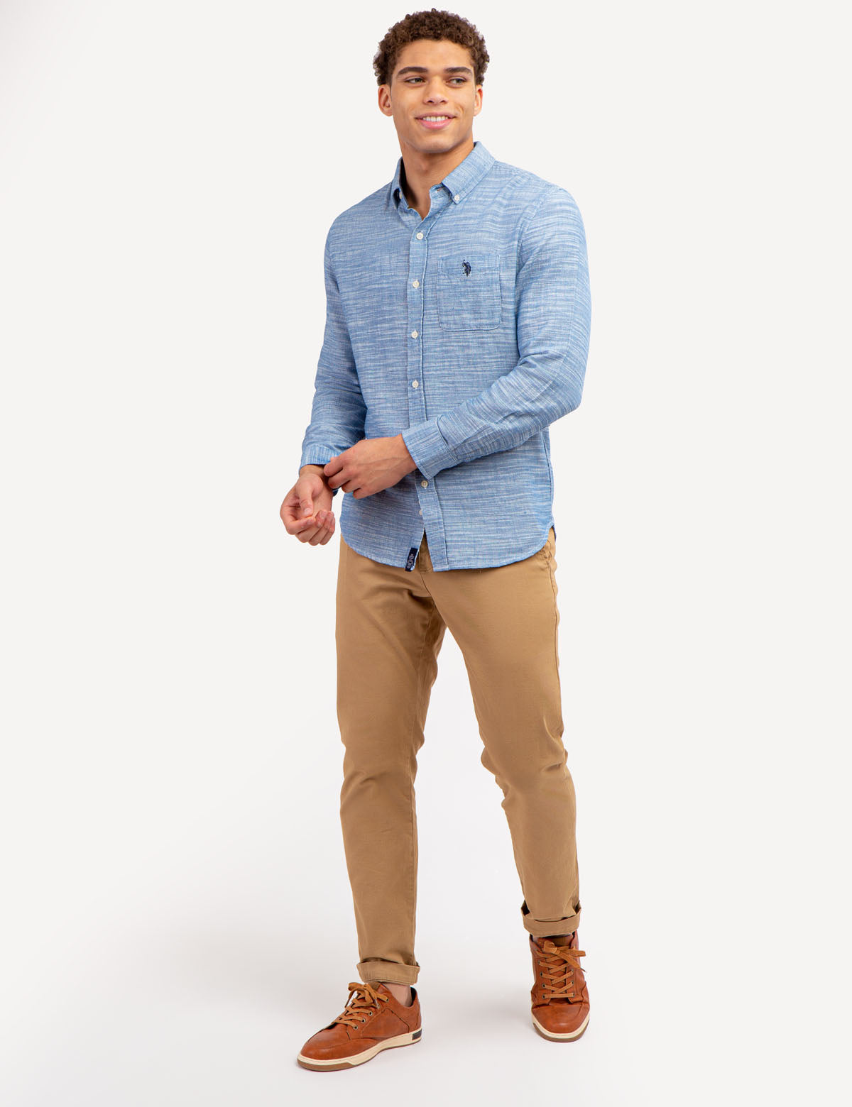 Men's Horizontal Stripe Slub Woven Shirt - Casual Cotton Top