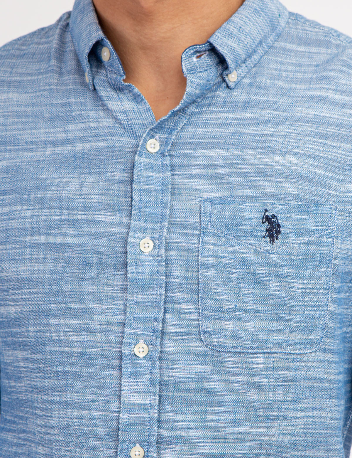 Men's Horizontal Stripe Slub Woven Shirt - Casual Cotton Top