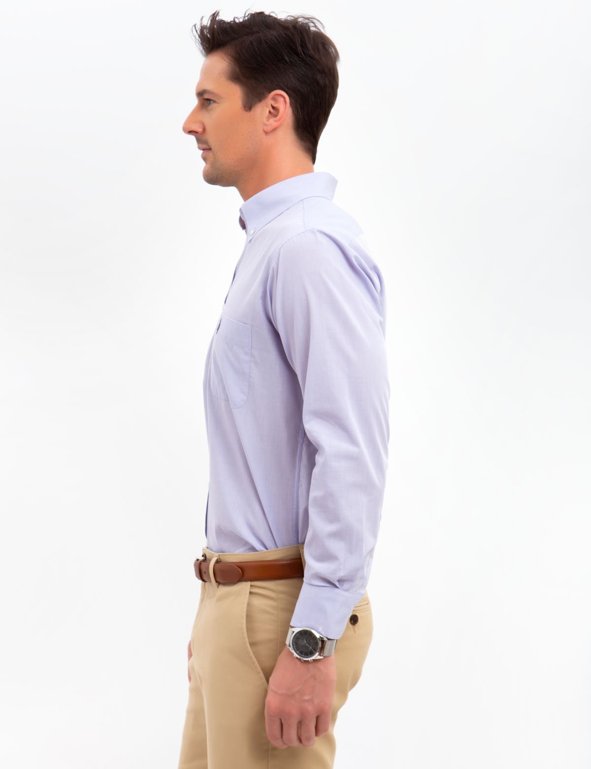 Men's Cotton Blend Horizontal Striped Dress Shirt - Regular Fit