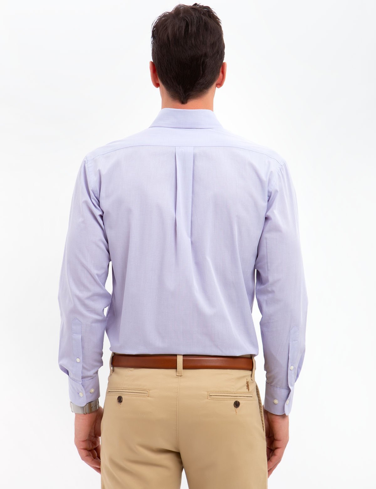 Men's Cotton Blend Horizontal Striped Dress Shirt - Regular Fit