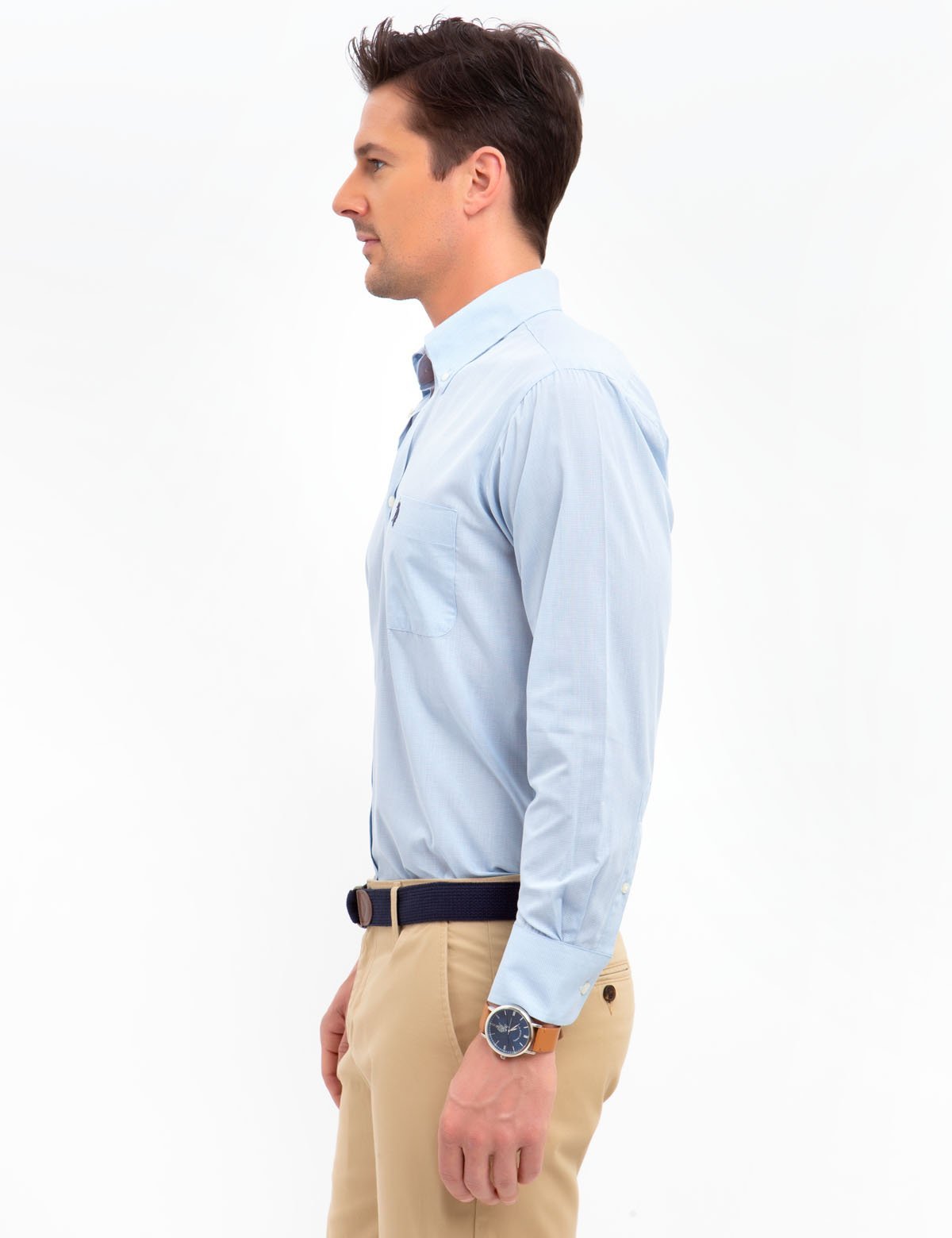 Men's Cotton Blend Horizontal Striped Dress Shirt - Regular Fit