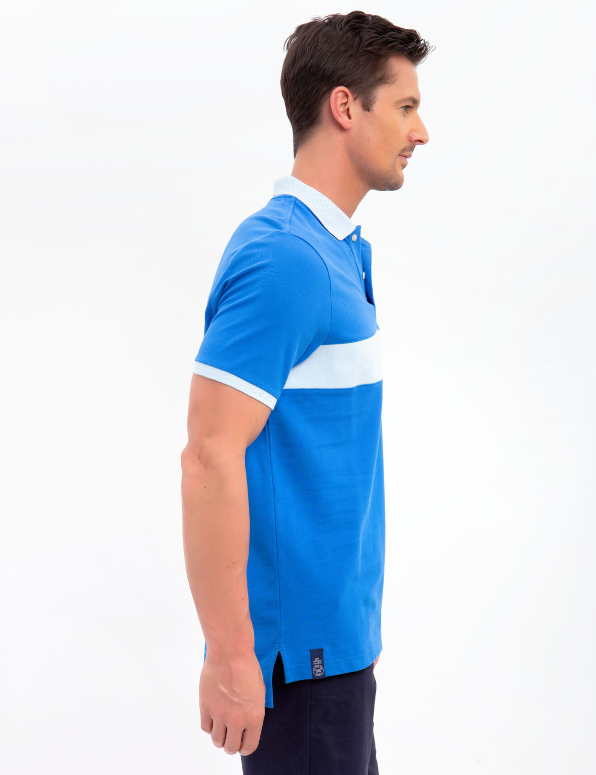 Men's Horizontal Striped Polo Shirt with Embroidered Logo
