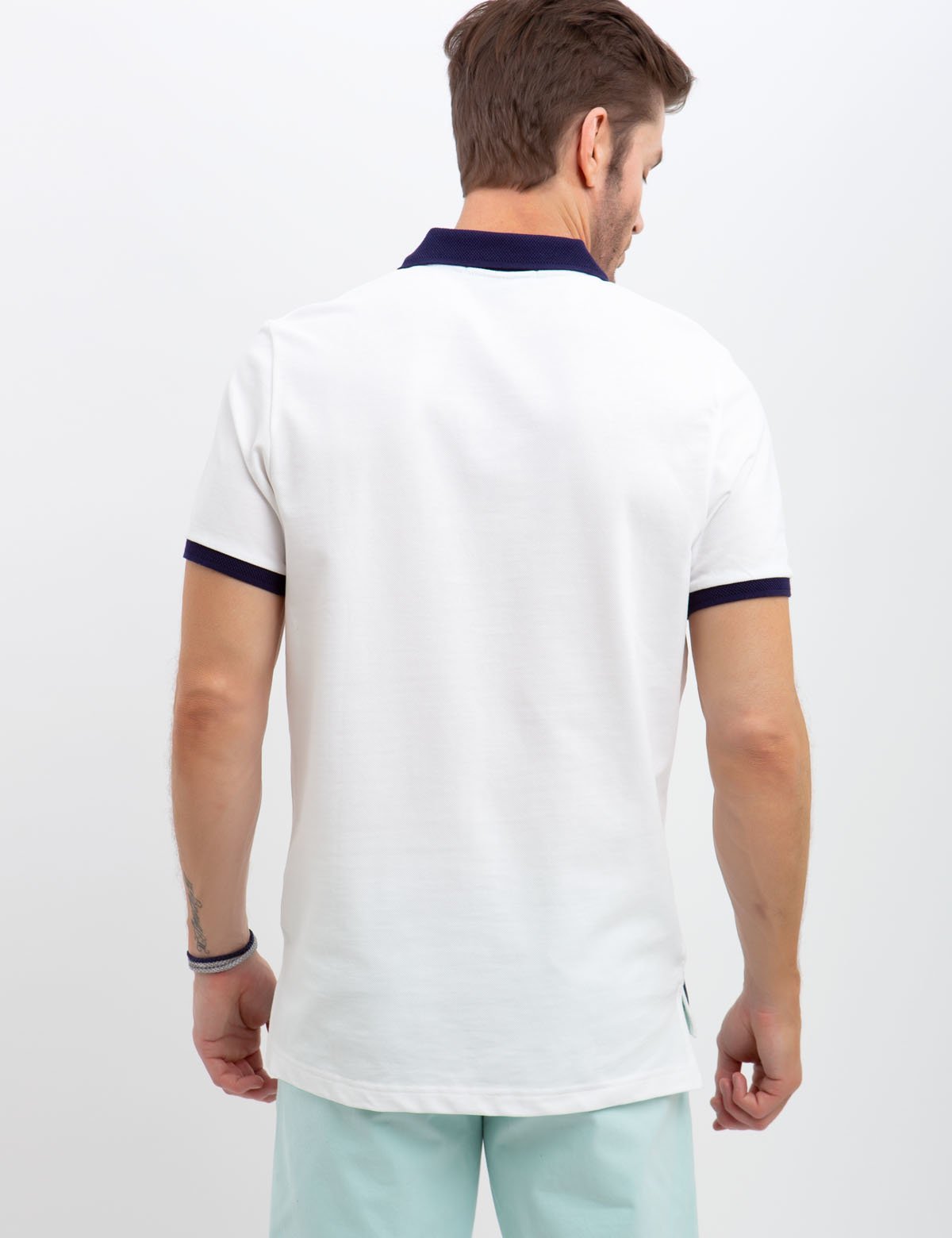 Men's Horizontal Striped Polo Shirt with Embroidered Logo