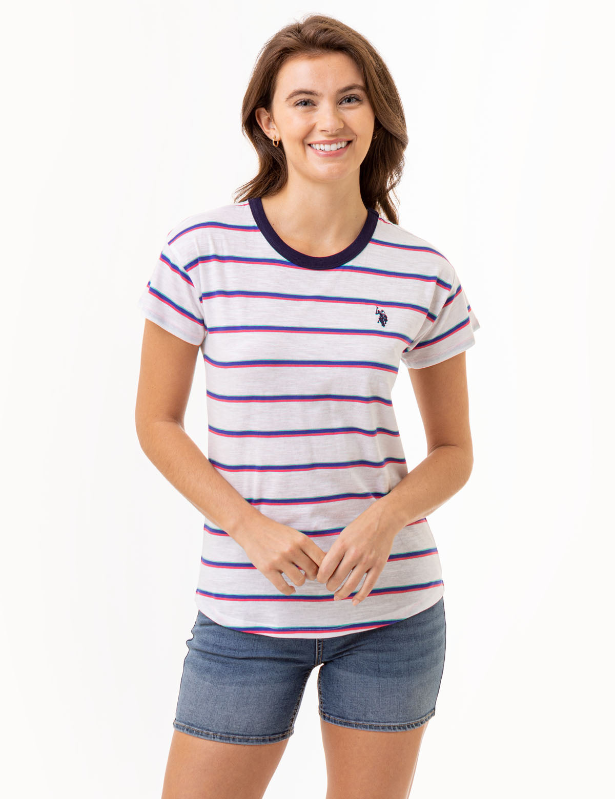 Vintage Ringer T-Shirt with Horizontal Wide Stripes