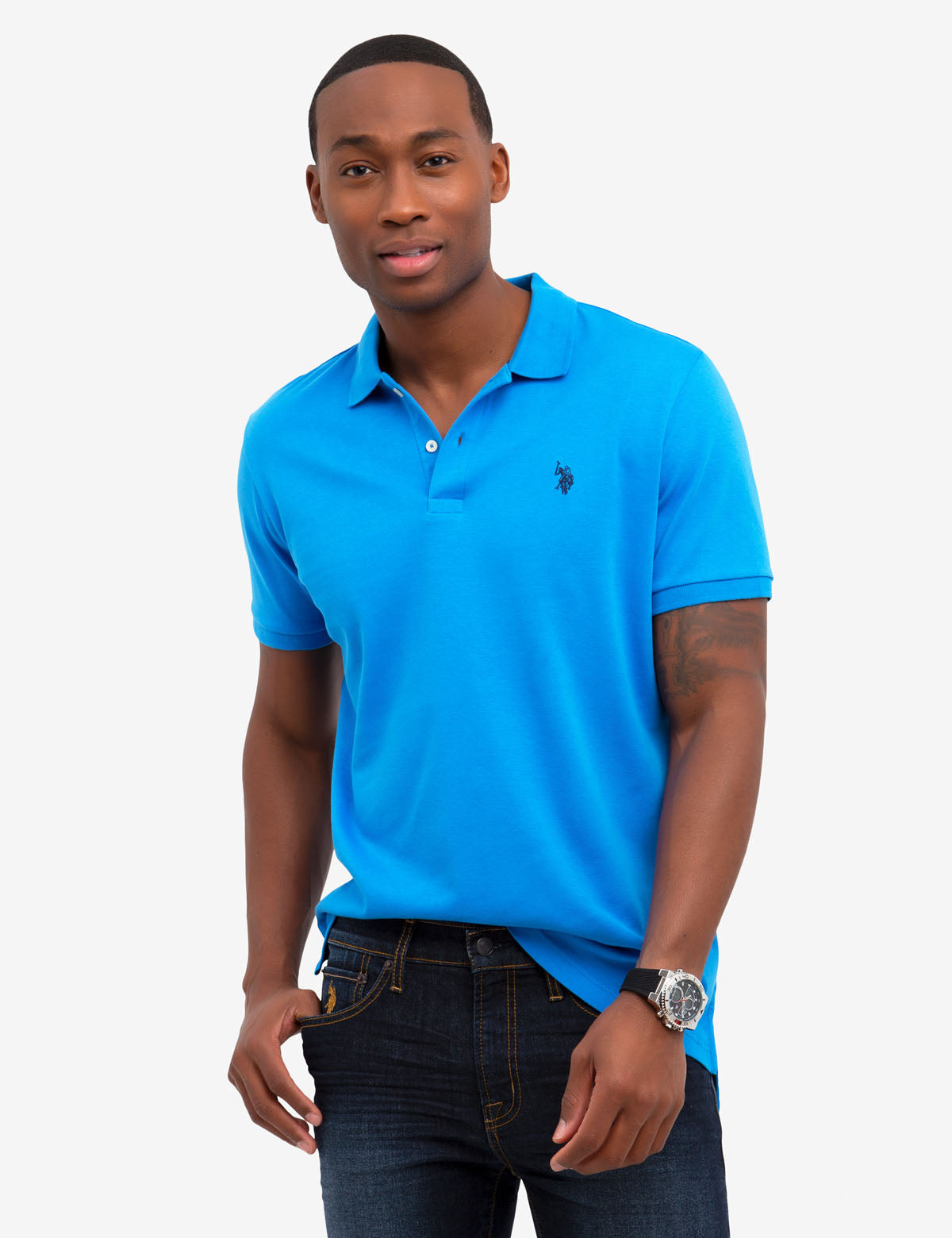Men's Cotton Interlock Polo Shirt - Classic Fit Short Sleeve