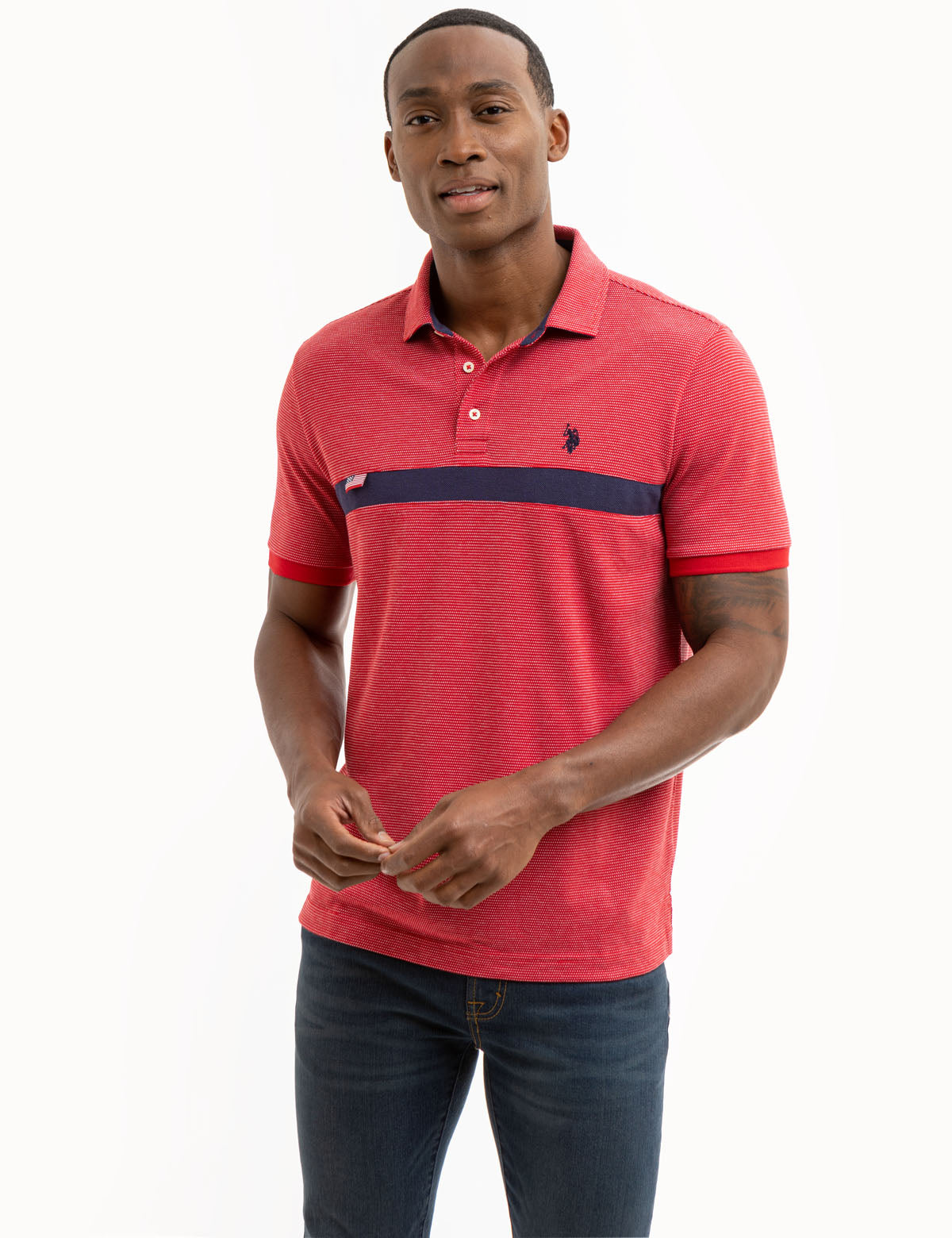 Men's Jacquard Pique Polo Shirt - Cotton Luxury Apparel