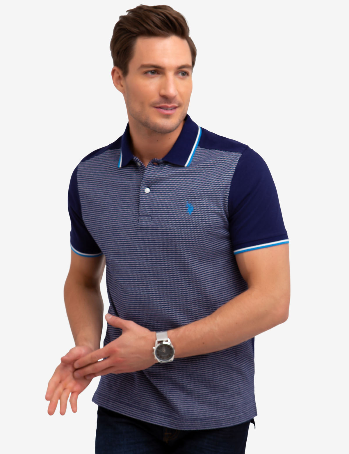 Men's Cotton Jacquard Polo Shirt with Embroidered Logo