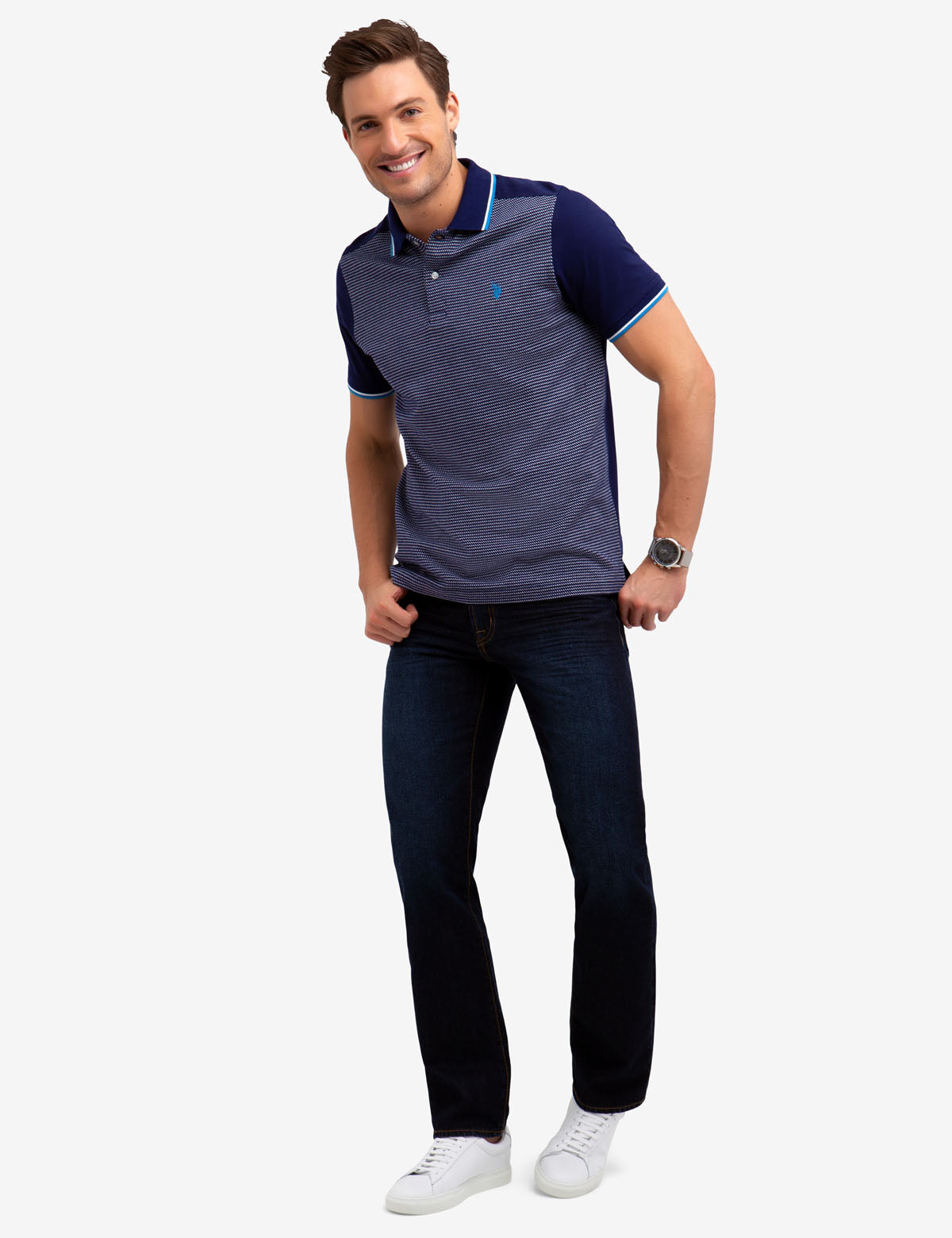 Men's Cotton Jacquard Polo Shirt with Embroidered Logo