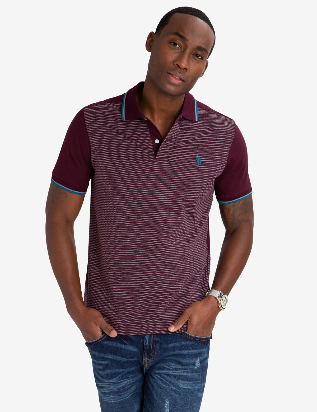 Men's Cotton Jacquard Polo Shirt with Embroidered Logo