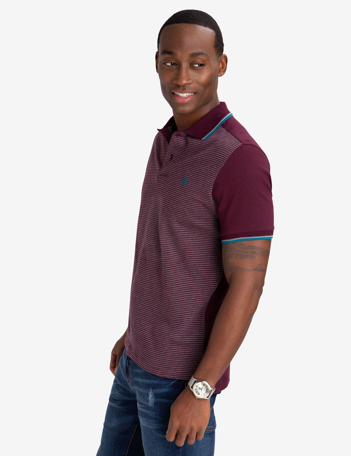 Men's Cotton Jacquard Polo Shirt with Embroidered Logo