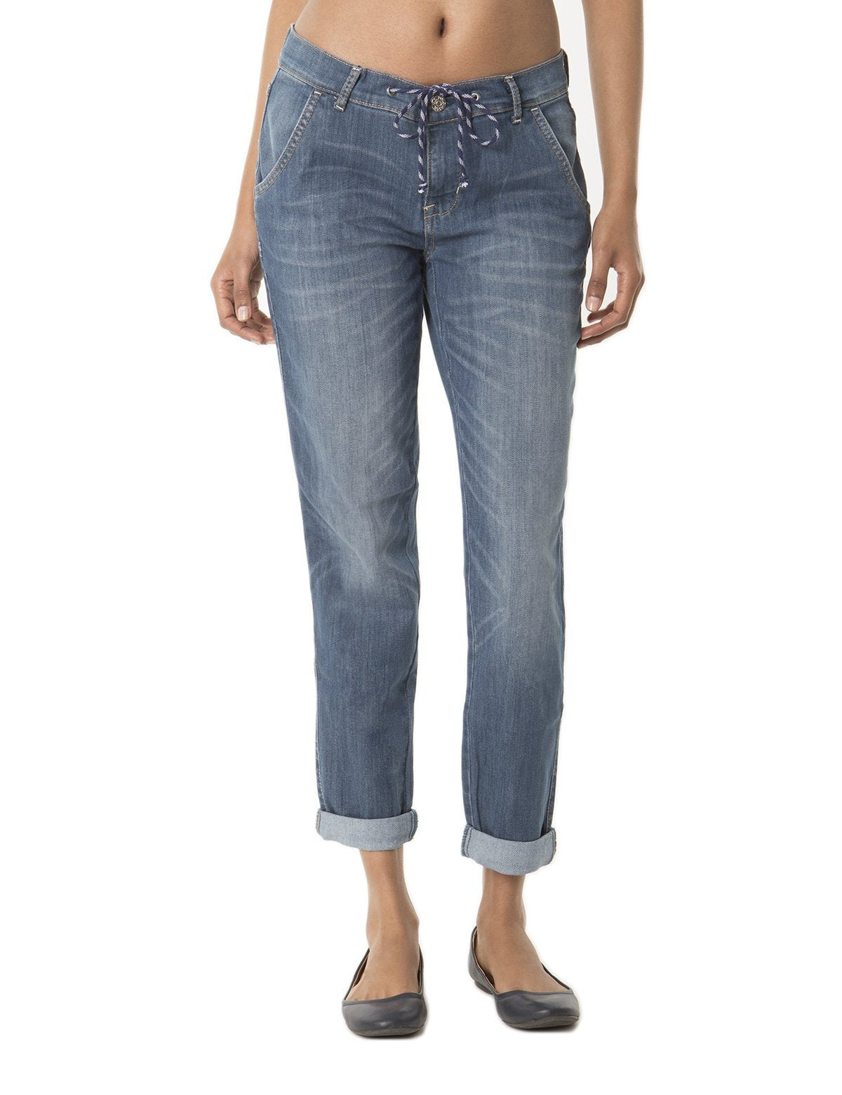 Flare Leg Jogger Pants - Premium Denim with 4 Pockets
