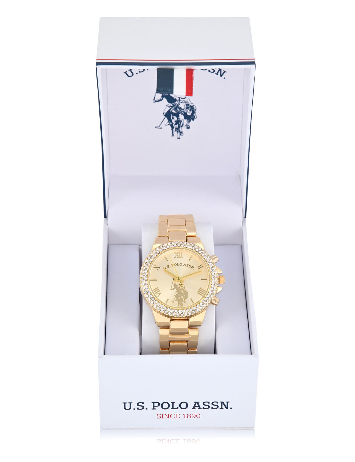 Women's Gold Bezel Watch with Embellished Details