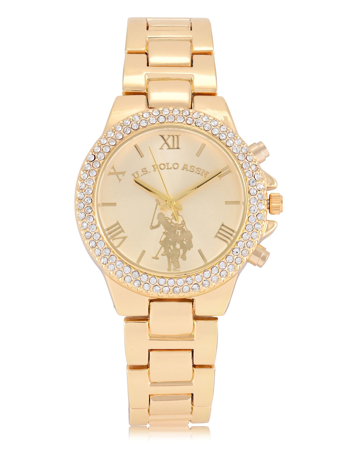 Women's Gold Bezel Watch with Embellished Details