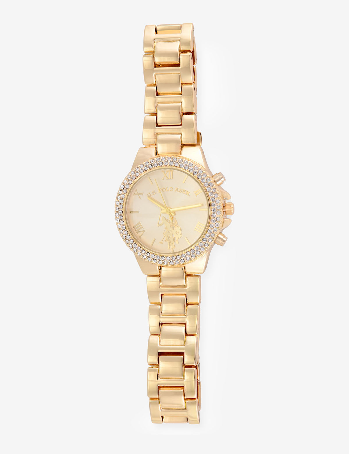 Women's Gold Bezel Watch with Embellished Details