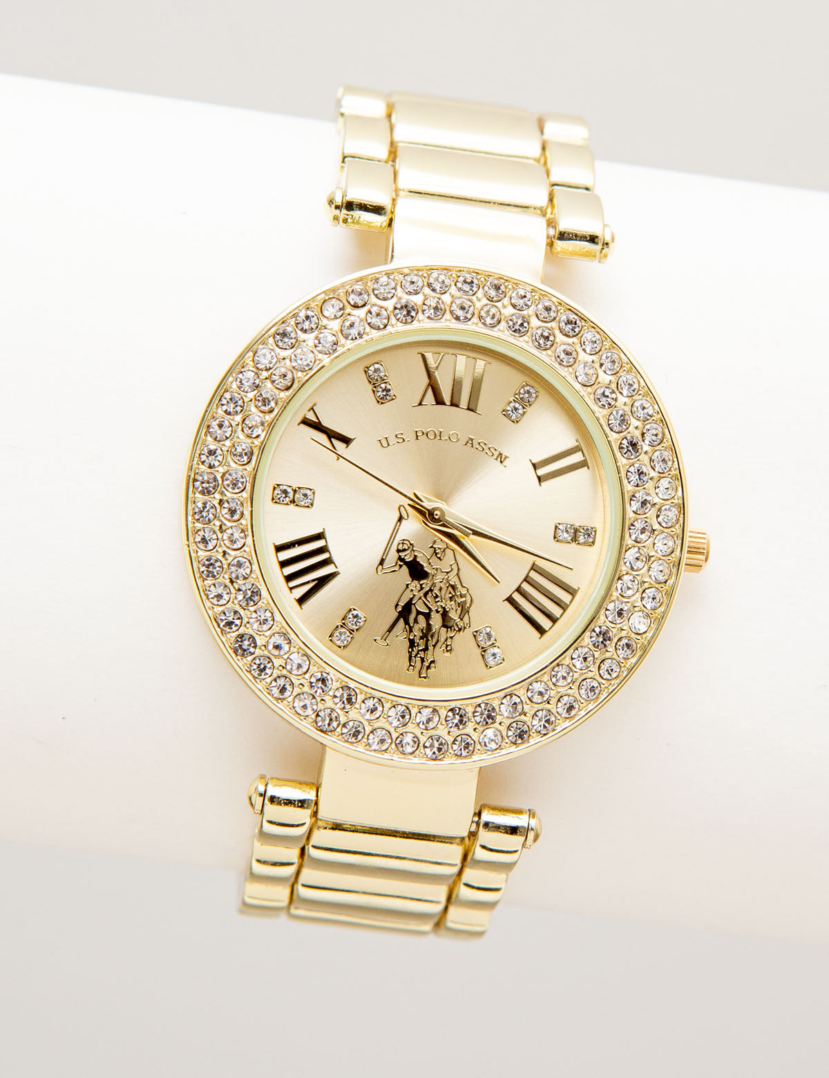 Women's Gold-Tone Watch with Crystal Bezel - Elegant Ladies Timepiece
