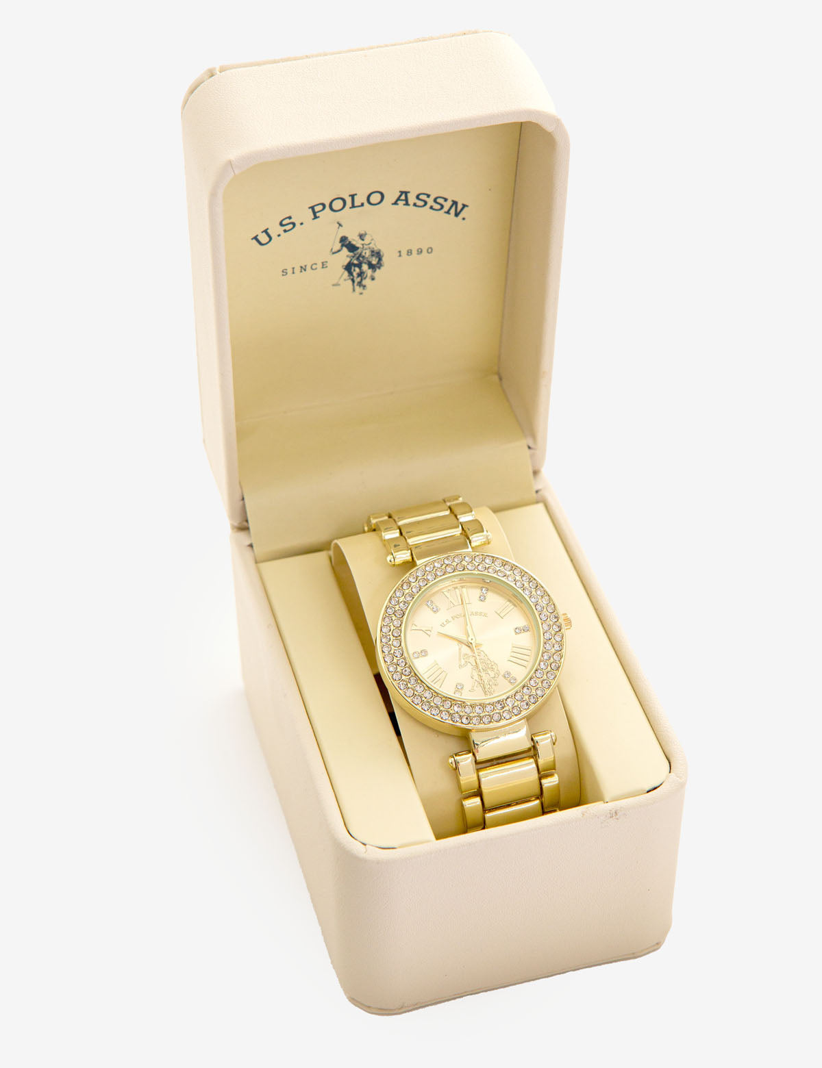 Women's Gold-Tone Watch with Crystal Bezel - Elegant Ladies Timepiece