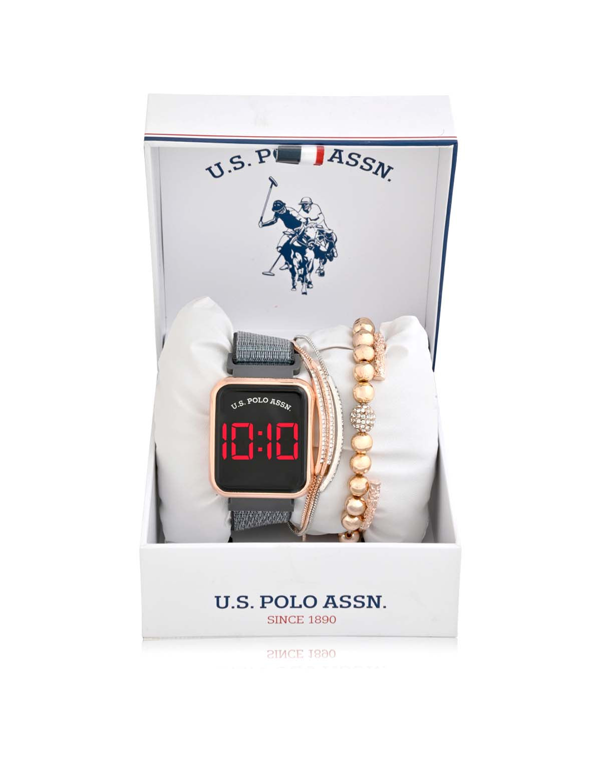 Women's LED Square Watch & Stackable Bracelet Set