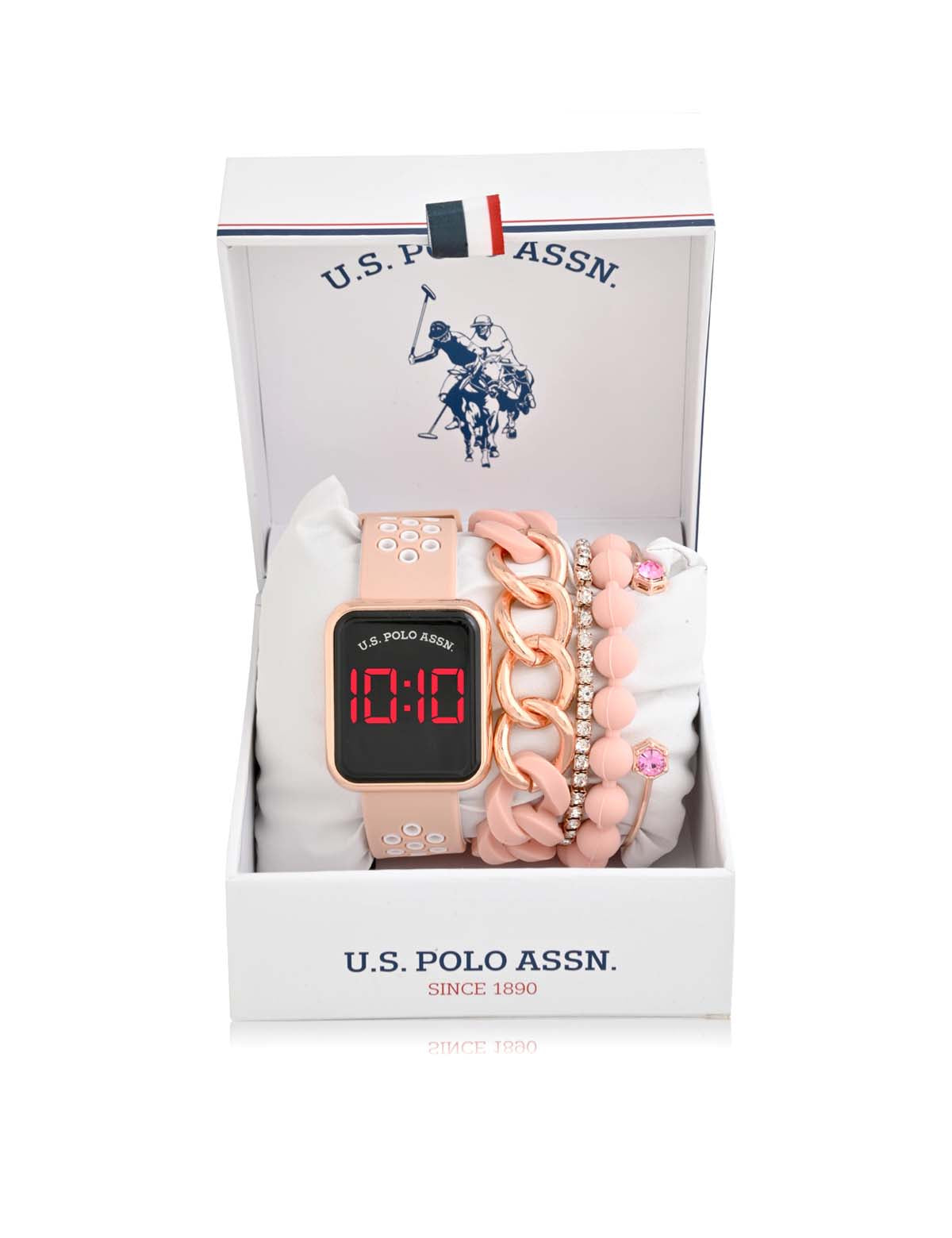 Women's LED Square Watch & Stackable Bracelet Set