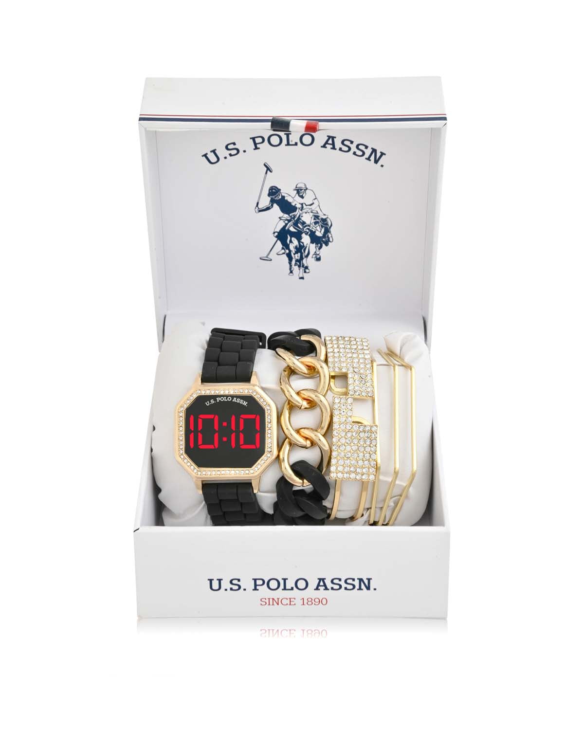Women's LED Watch & Stackable Bracelet Set - Stylish Gift