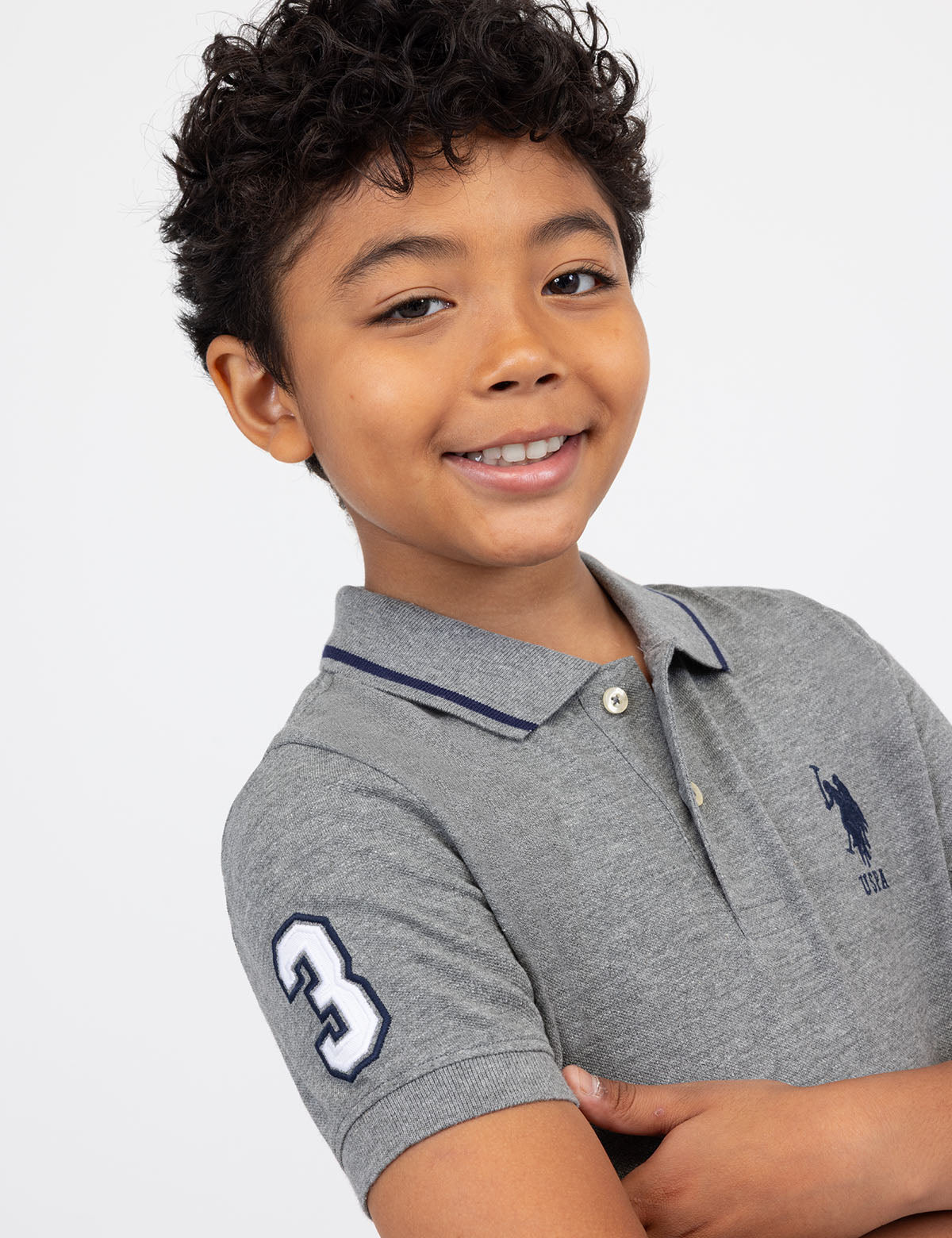 Boys' Solid Pique Polo Shirt with Button Placket & Logo