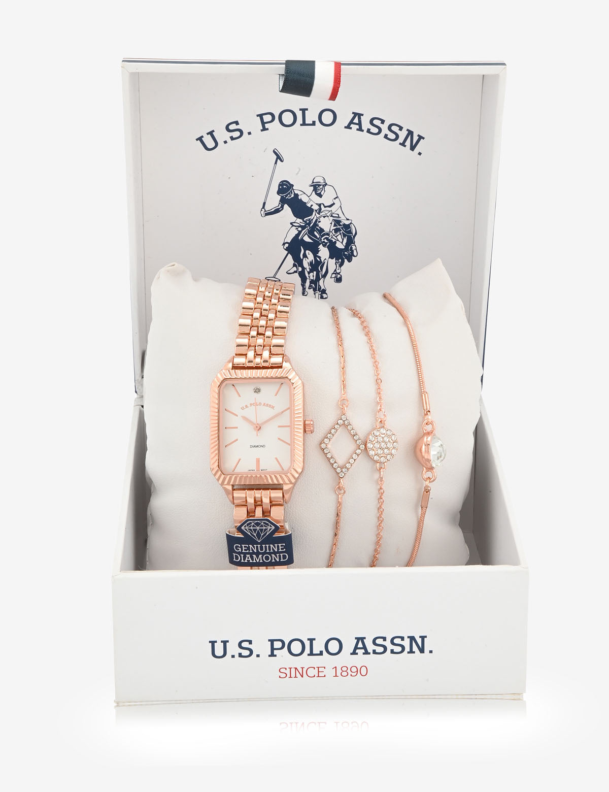 Rose Gold Square Watch & Bracelet Set for Women