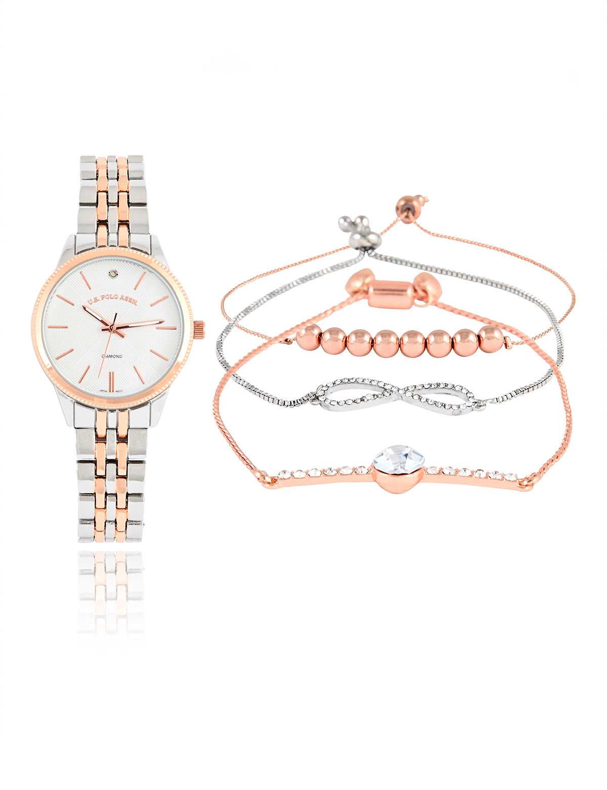 Women's Two-Tone Watch & Bracelet Set - Elegant Jewelry Gift