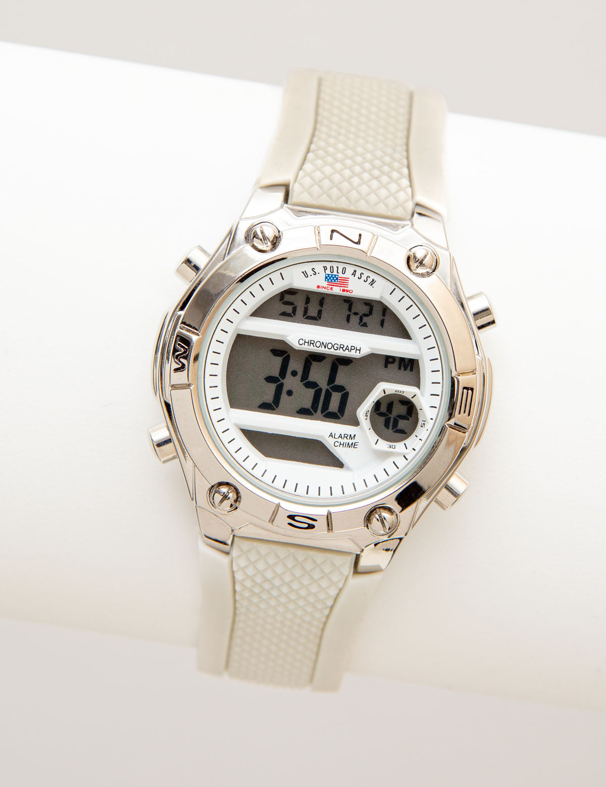 Women's White Digital Sports Watch - Waterproof & Lightweight