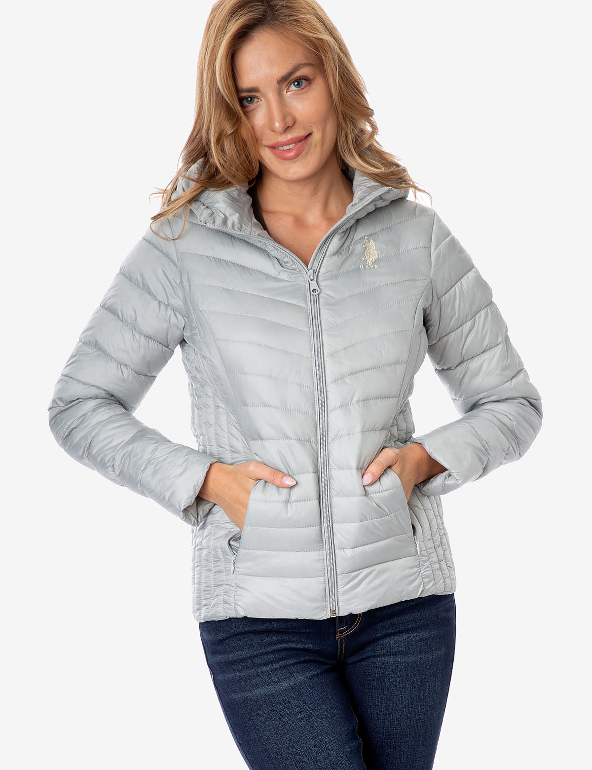 Lightweight Hooded Puffer Jacket with Zippered Pockets