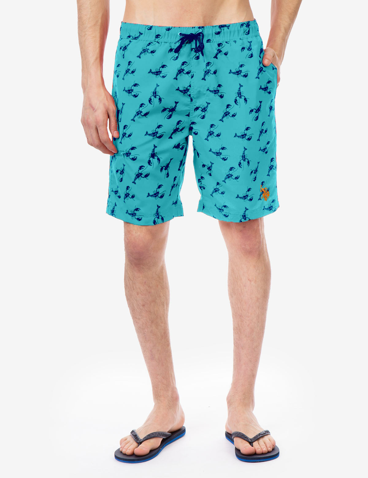 Lobster Print Swim Trunks for Men - 7" Inseam with Drawstring