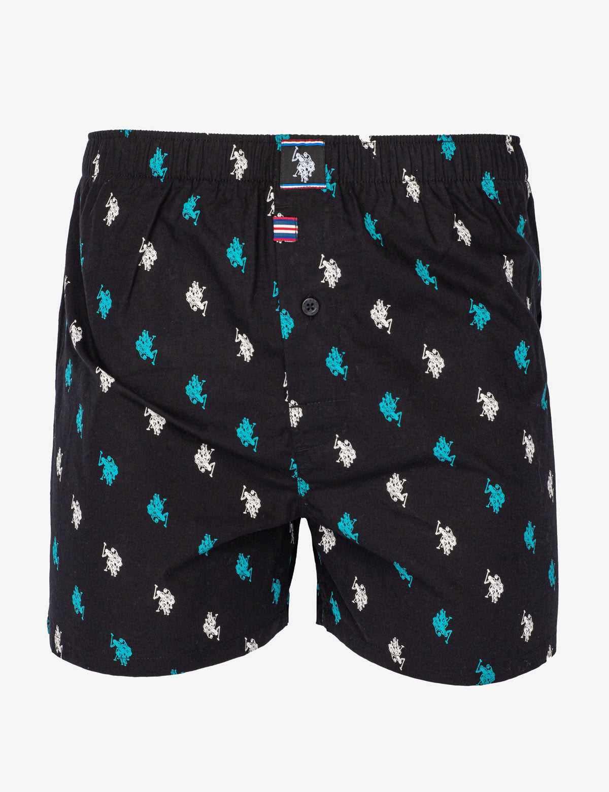Men's Cotton Logo Woven Boxer Briefs with Polo Player Print