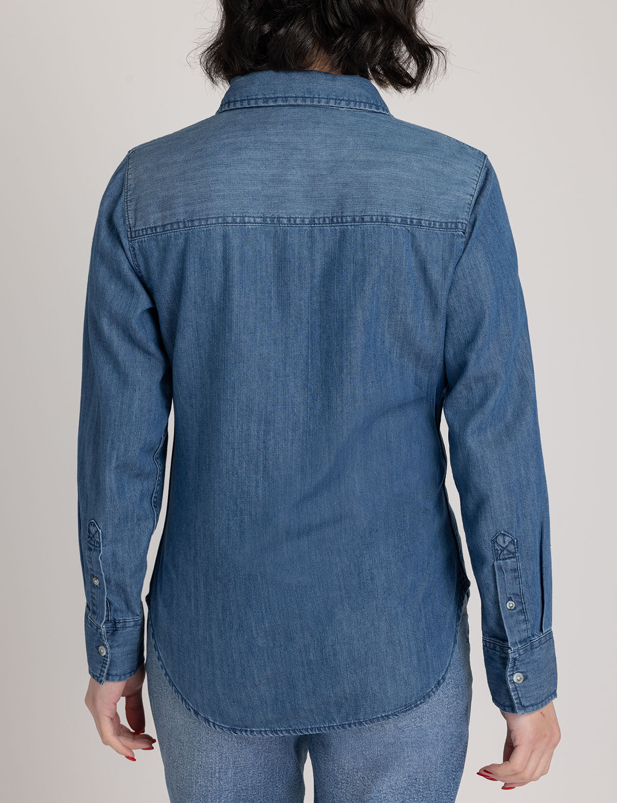 Men's Long Sleeve Denim Shirt - Button Up Casual Style