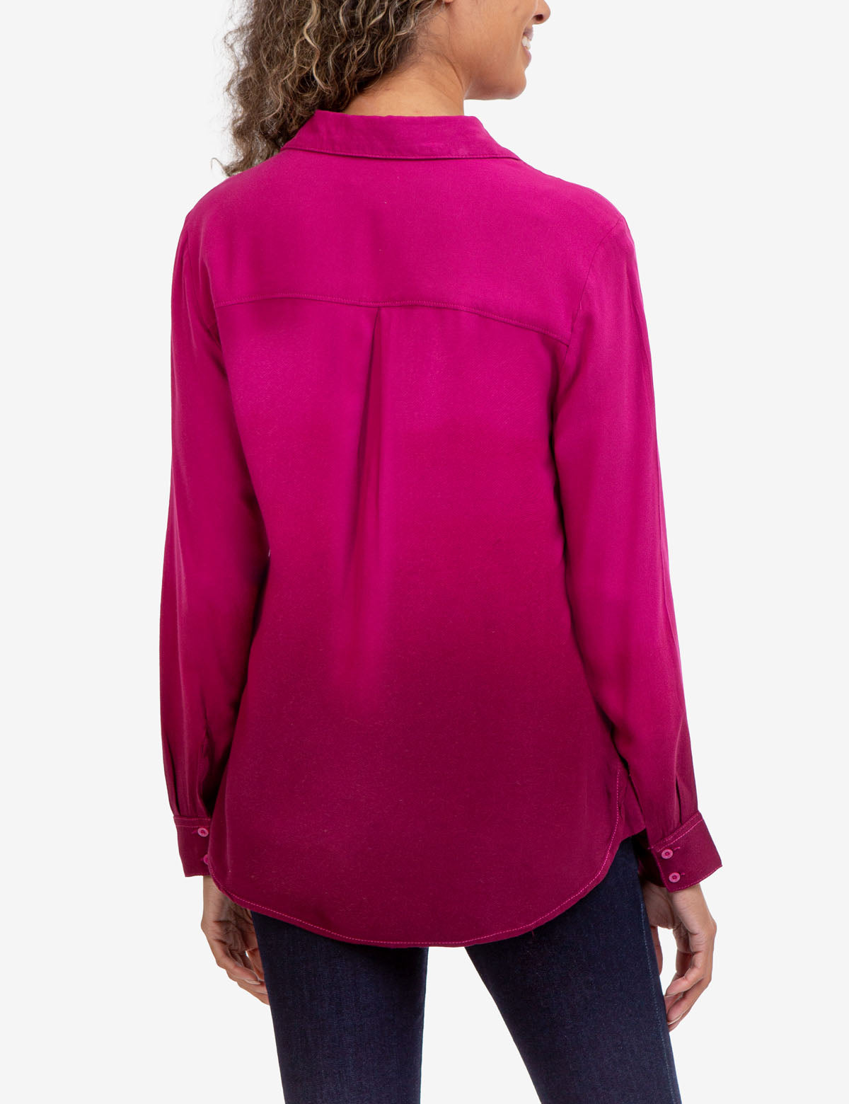 Men's Long Sleeve Dip Dye Shirt with Button Front & Embroidered Logo