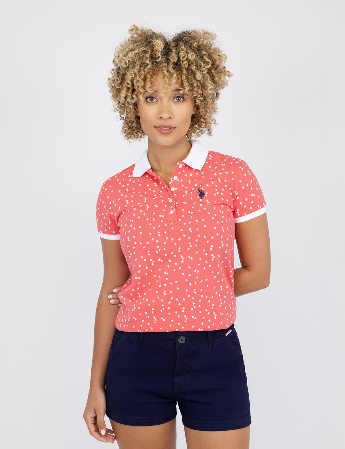 Men's Star Print Polo Shirt - Stylish Casual Top
