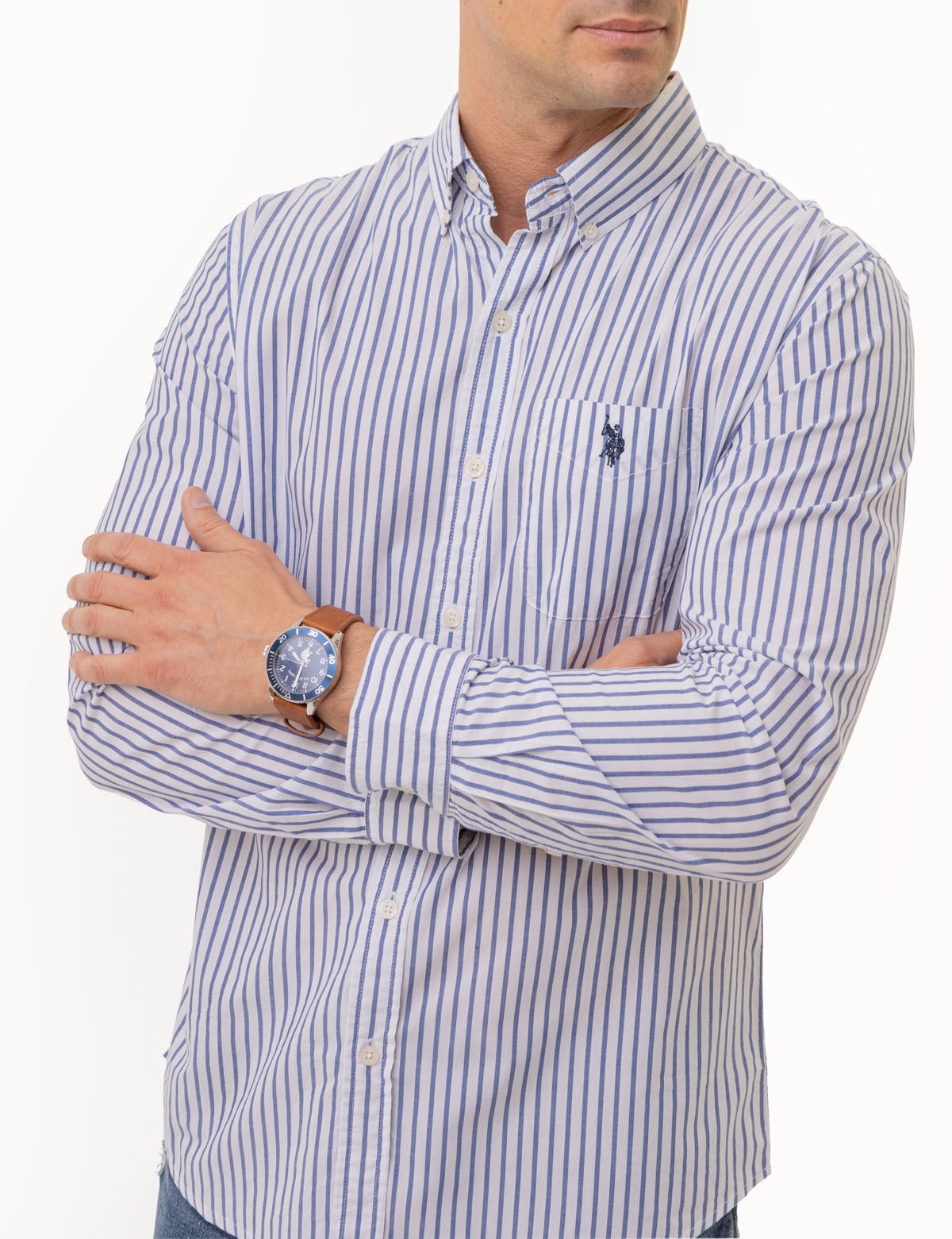 Men's Fine Madras Stripe Long Sleeve Shirt