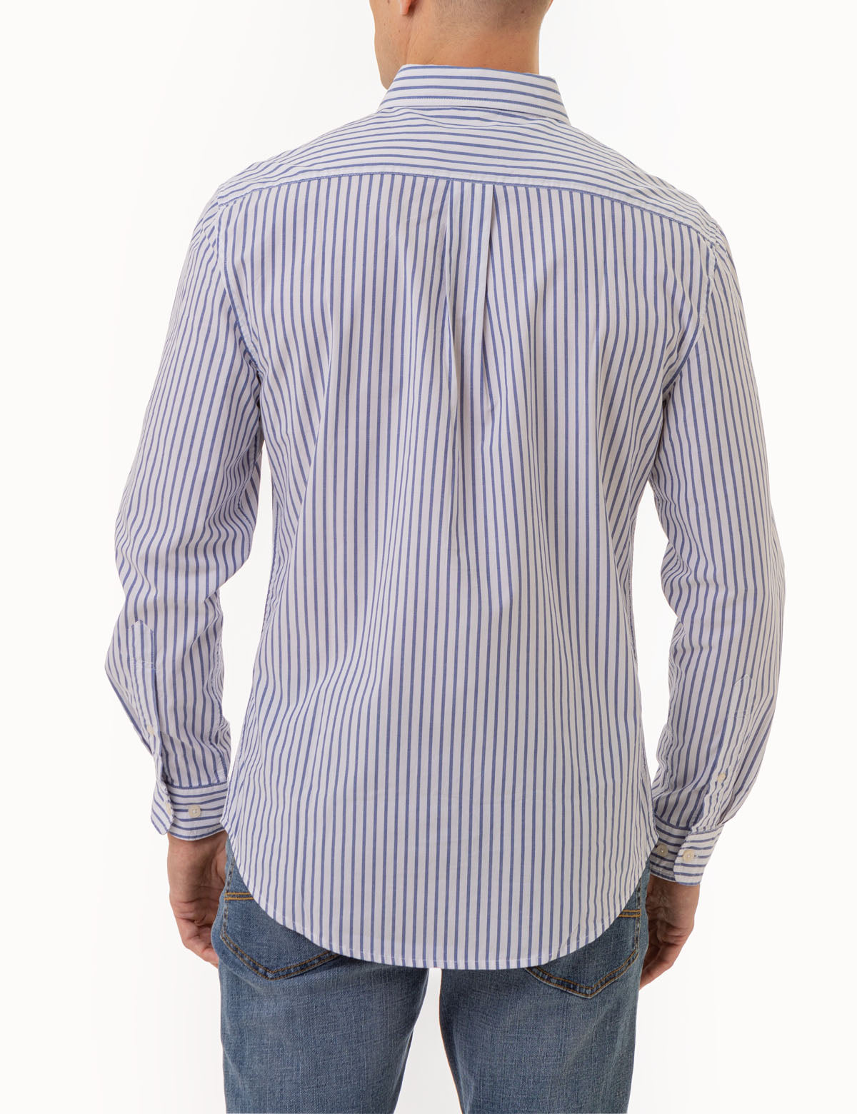 Men's Fine Madras Stripe Long Sleeve Shirt