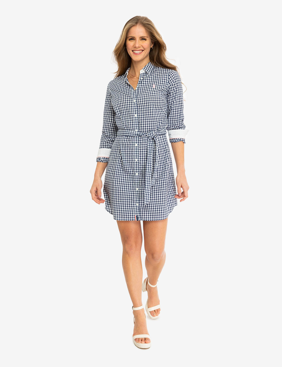 Women's Long Sleeve Gingham Shirt Dress