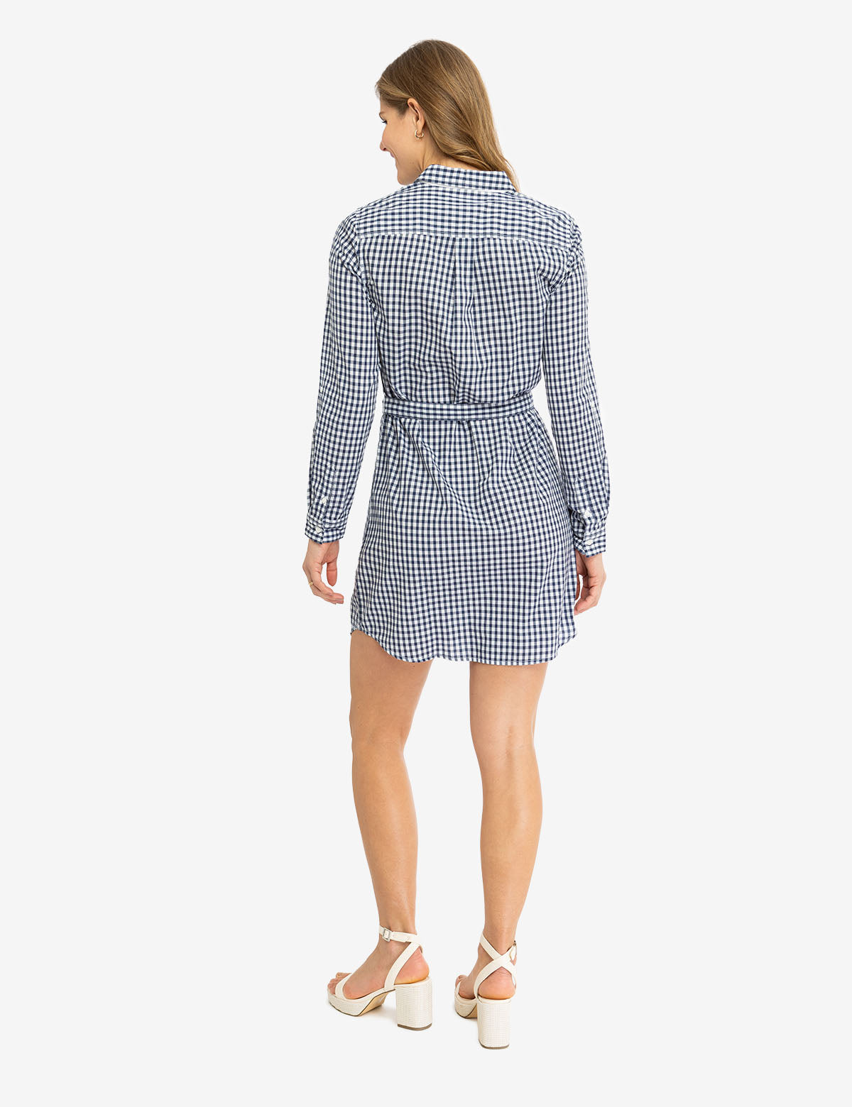Women's Long Sleeve Gingham Shirt Dress