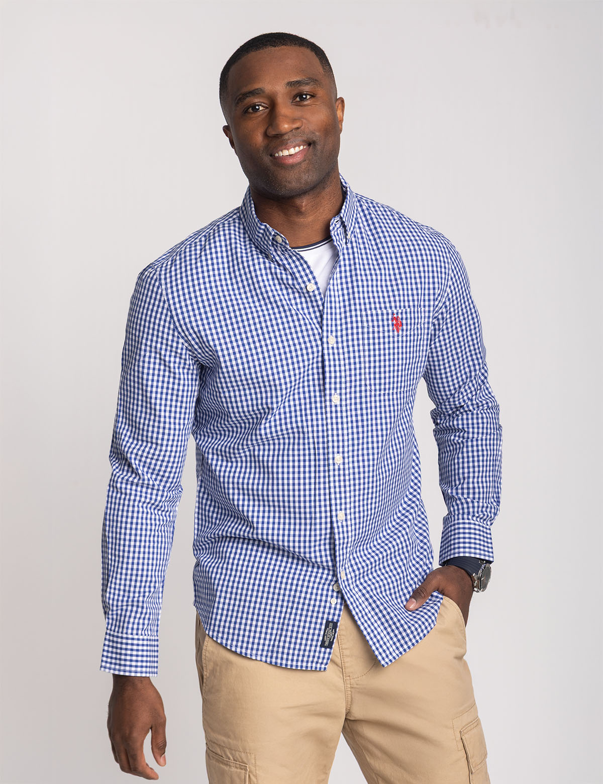 Men's Long Sleeve Gingham Shirt - Yarn Dye Poplin