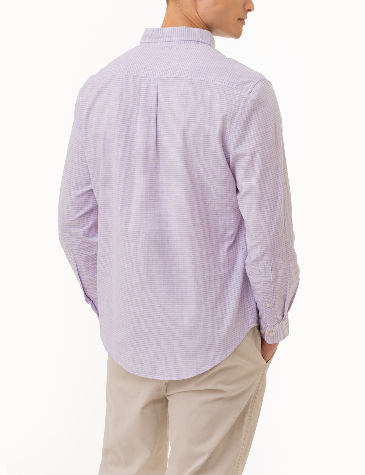 Men's Cotton Long Sleeve Striped Button-Up Shirt