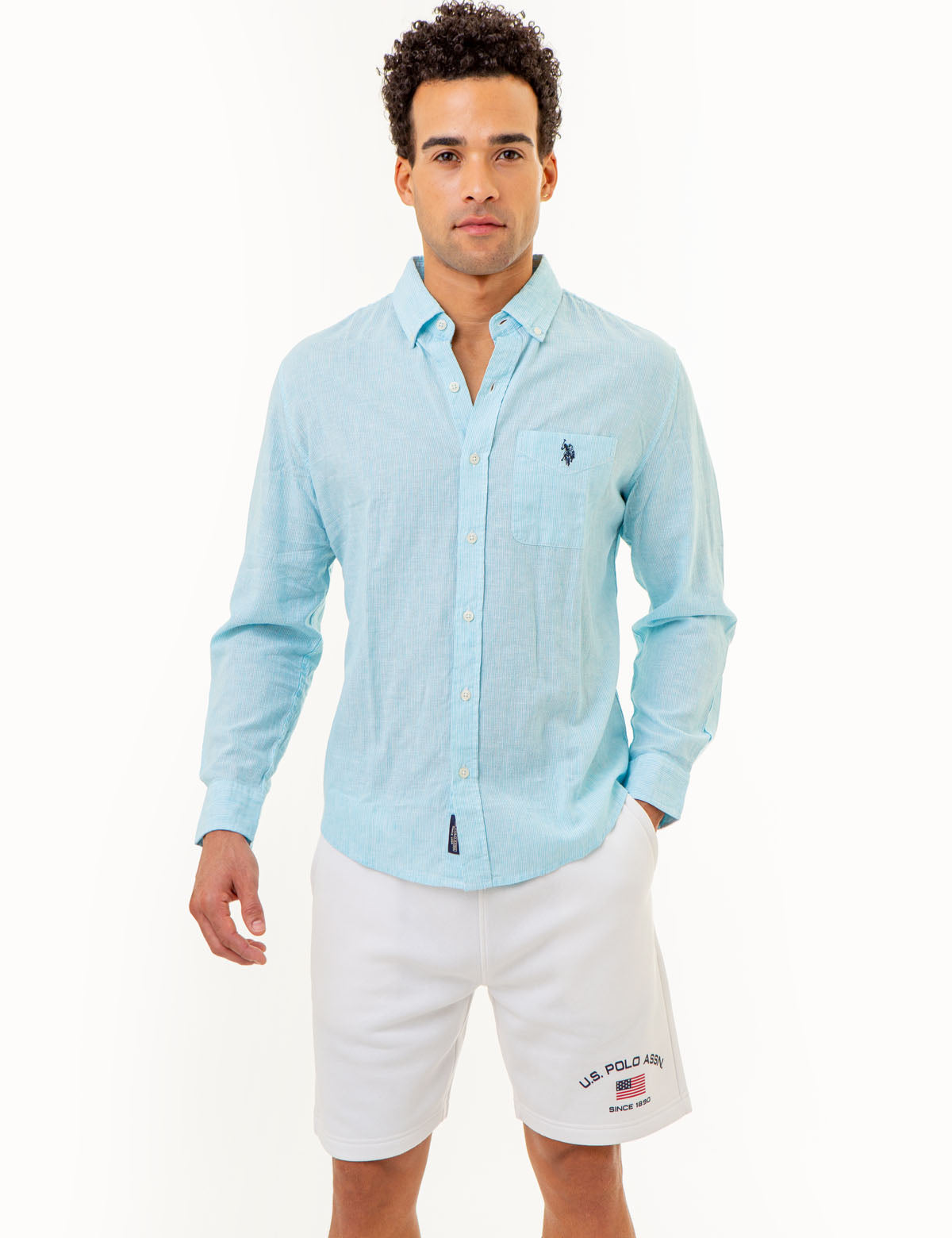 Linen Striped Long Sleeve Shirt - Yarn Dyed Casual Wear