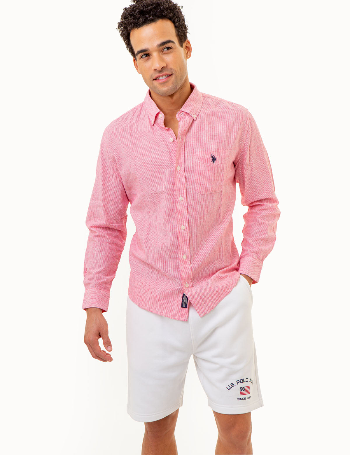 Linen Striped Long Sleeve Shirt - Yarn Dyed Casual Wear