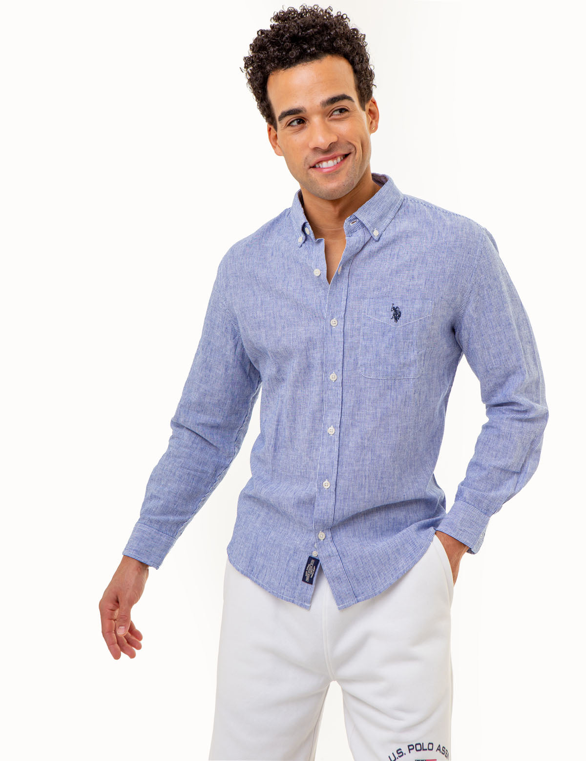 Linen Striped Long Sleeve Shirt - Yarn Dyed Casual Wear