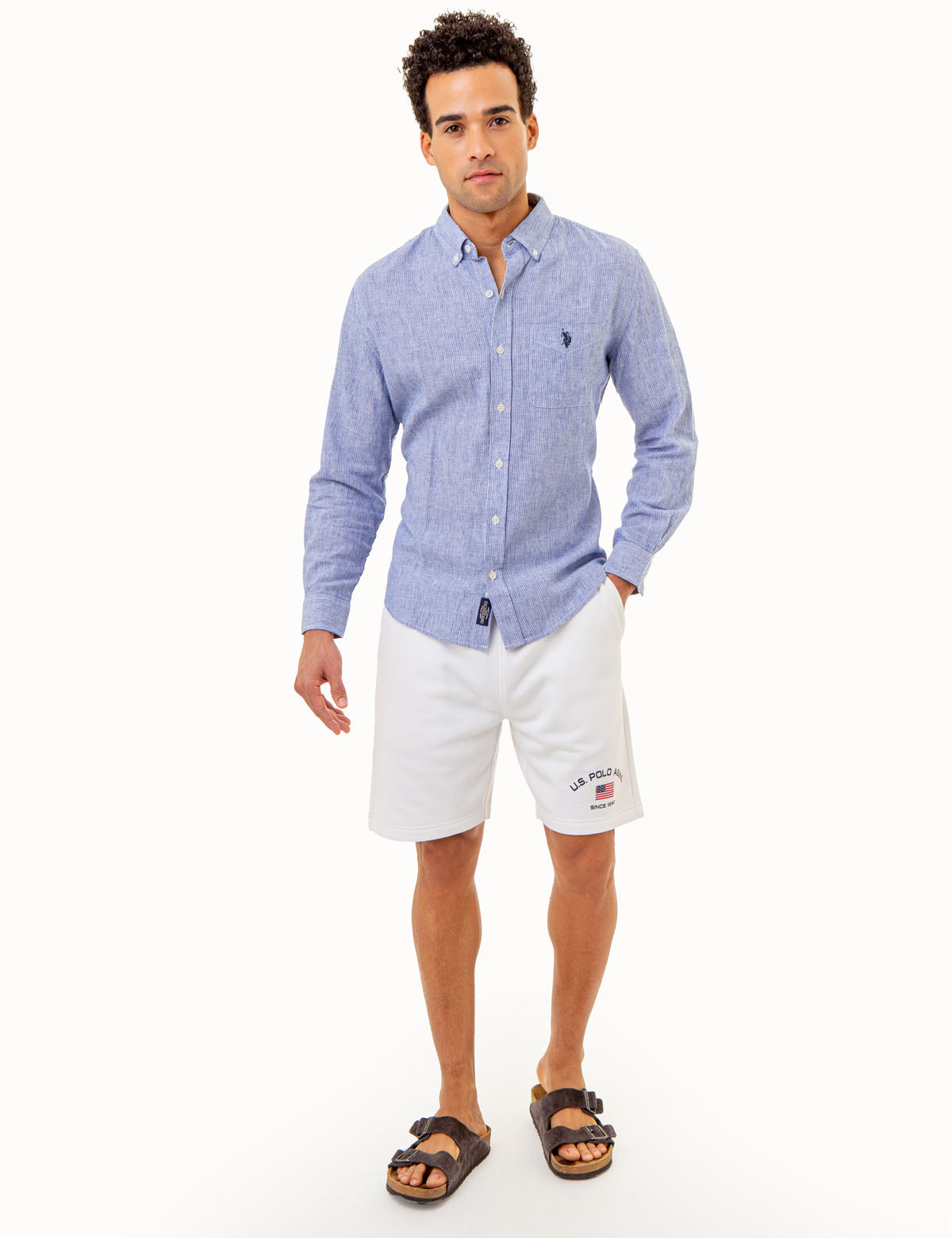 Linen Striped Long Sleeve Shirt - Yarn Dyed Casual Wear