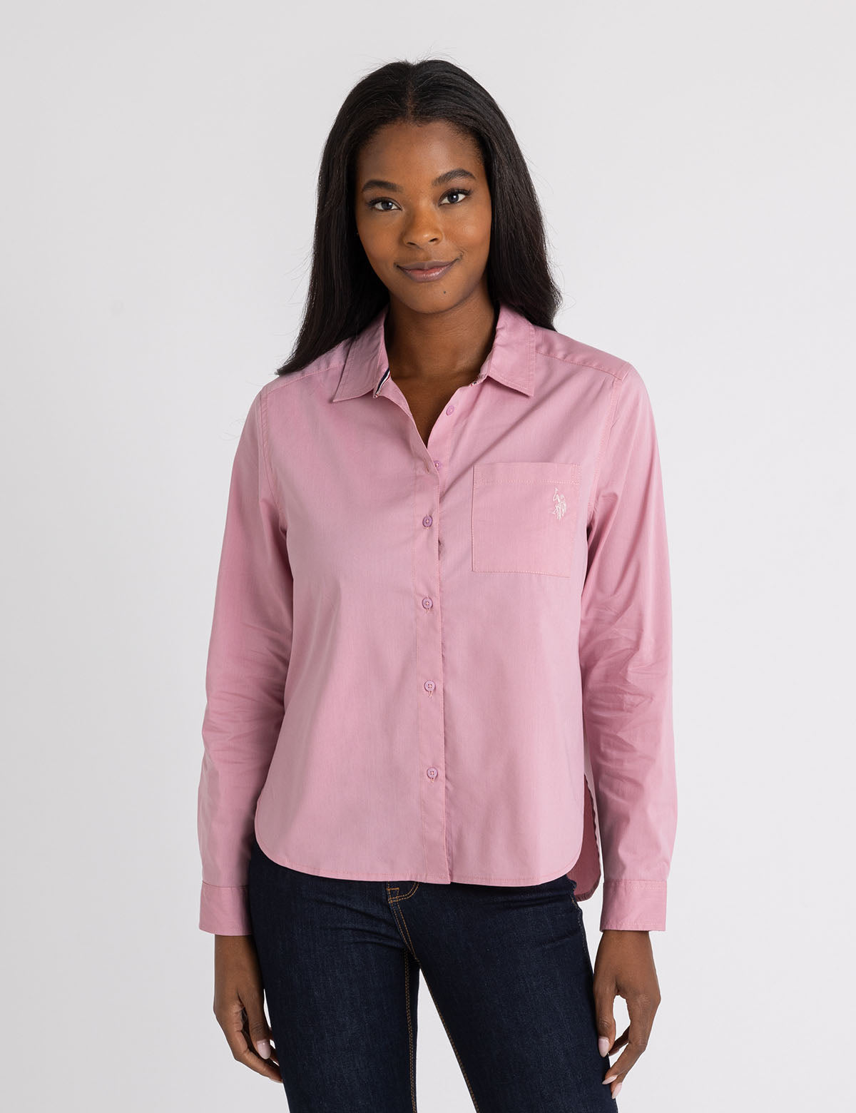 Relaxed Fit Long Sleeve Poplin Shirt for Men