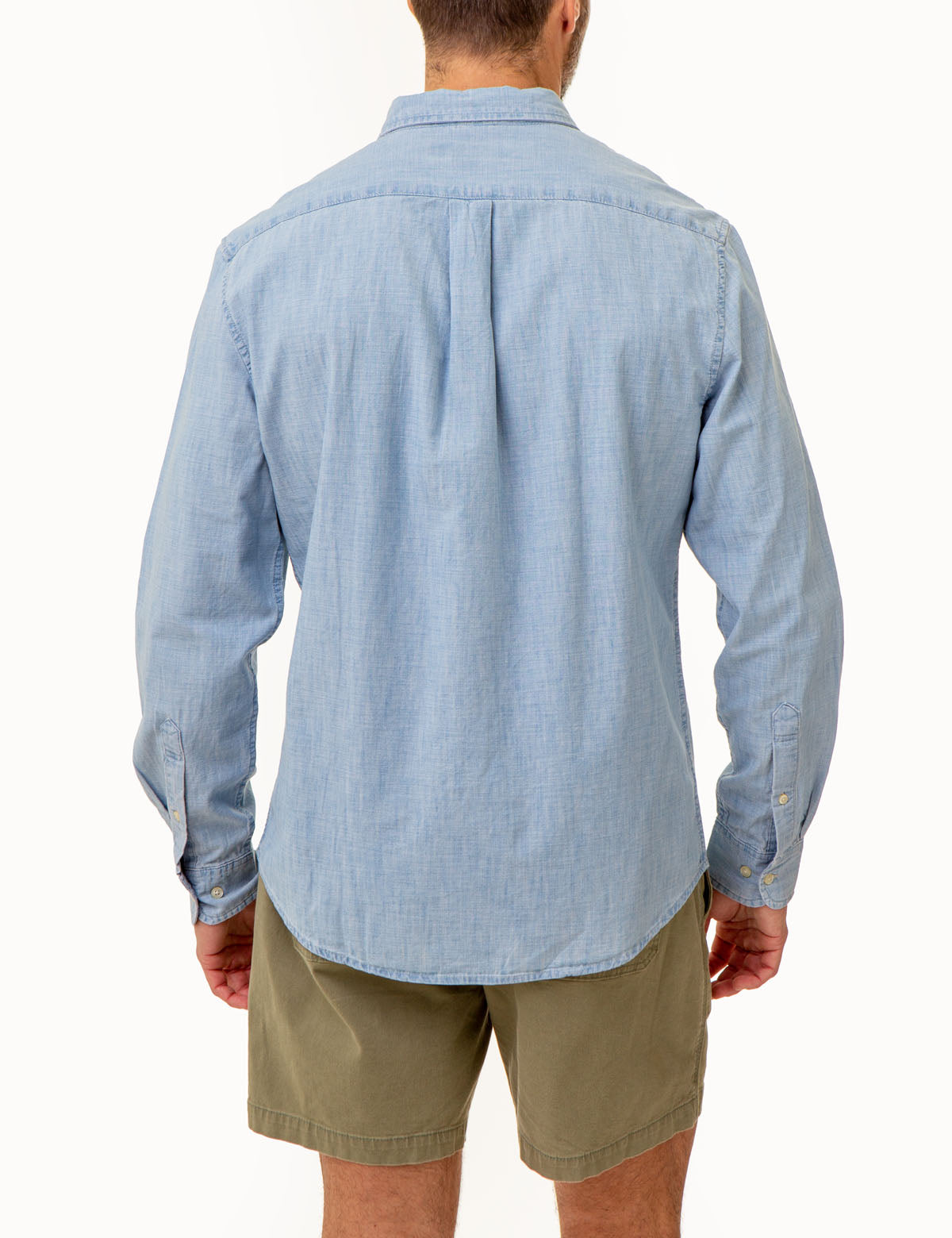 Men's Long Sleeve Chambray Shirt - Cotton Woven Casual Top