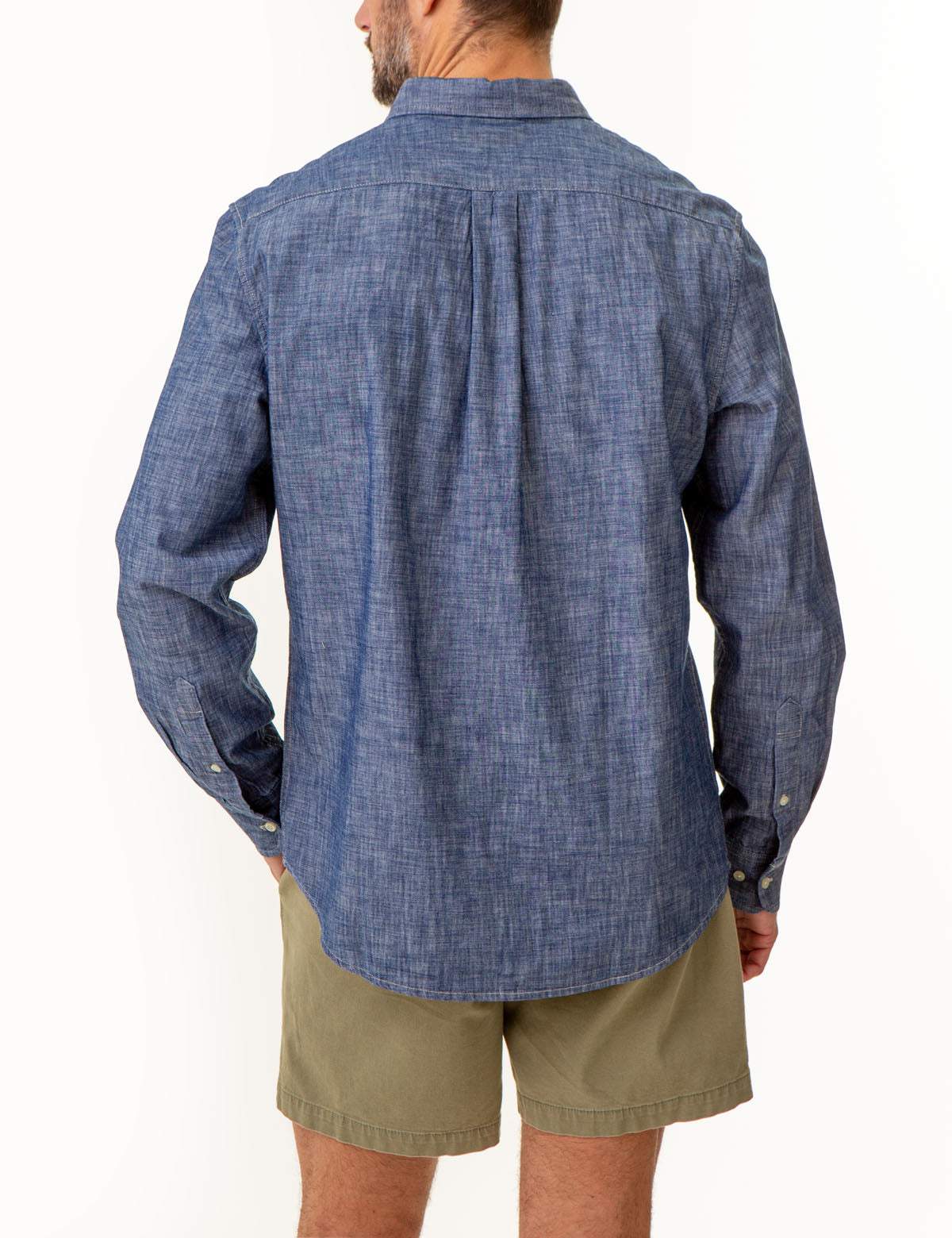 Men's Long Sleeve Chambray Shirt - Cotton Woven Casual Top